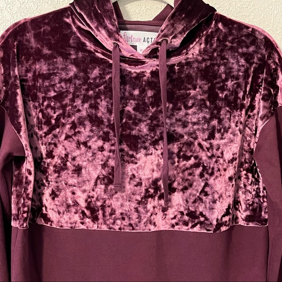 Flirtitude juniors women’s long sleeve hoodie tunic, XS-S, burgundy - Picture 5 of 8